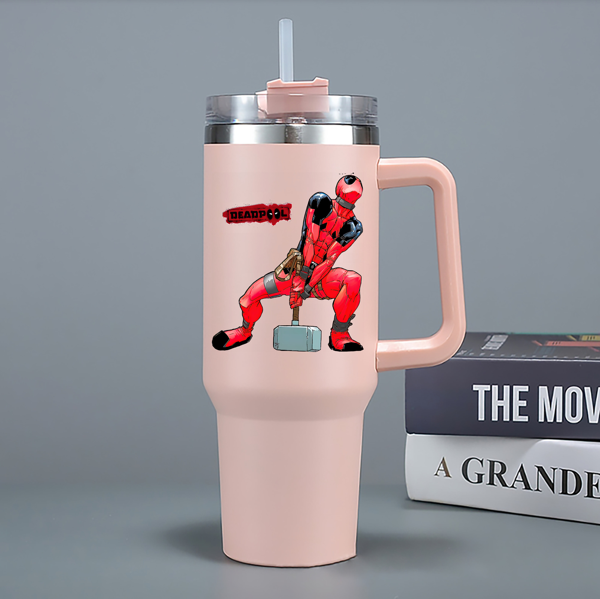 （画像用） Deadpool デッドプール 1200mL車用タンブラー - クリスタルステッカー（プラスチックストロー付き）